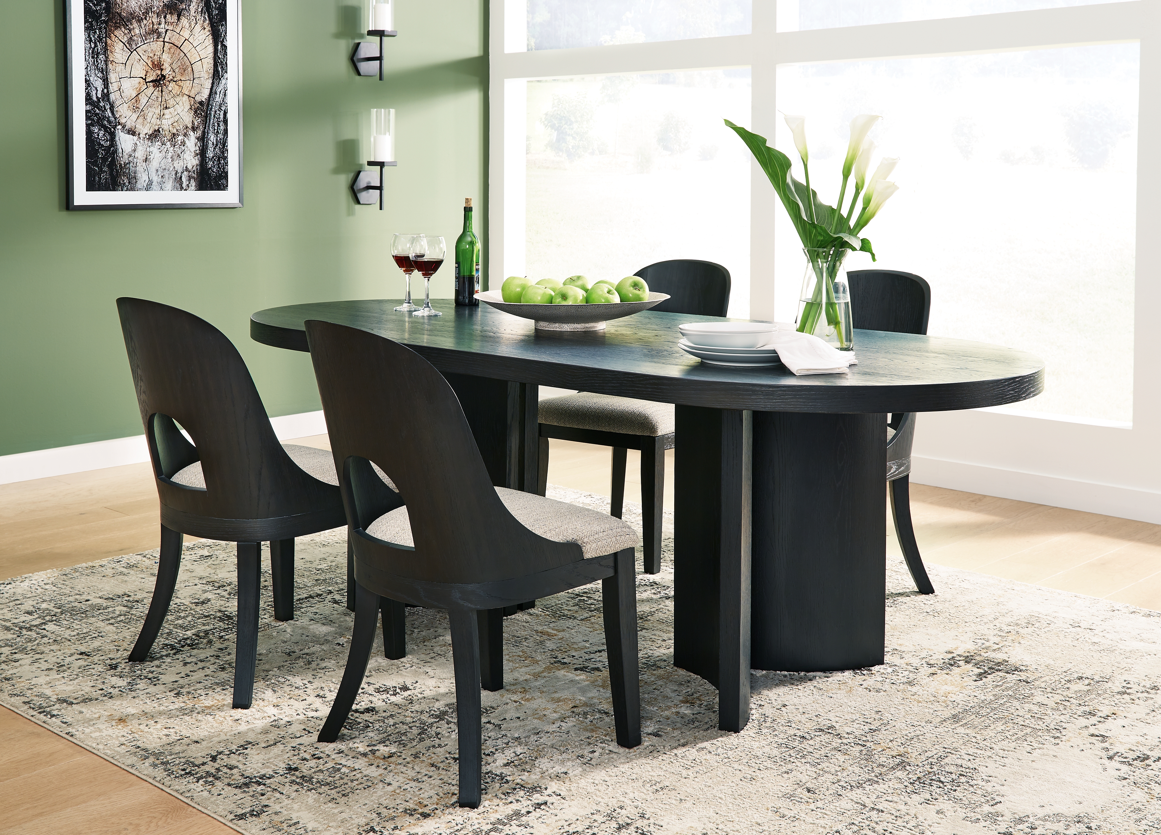 Rowanbeck - 5 Pc. - Dining Table, 4 Side Chairs - Black