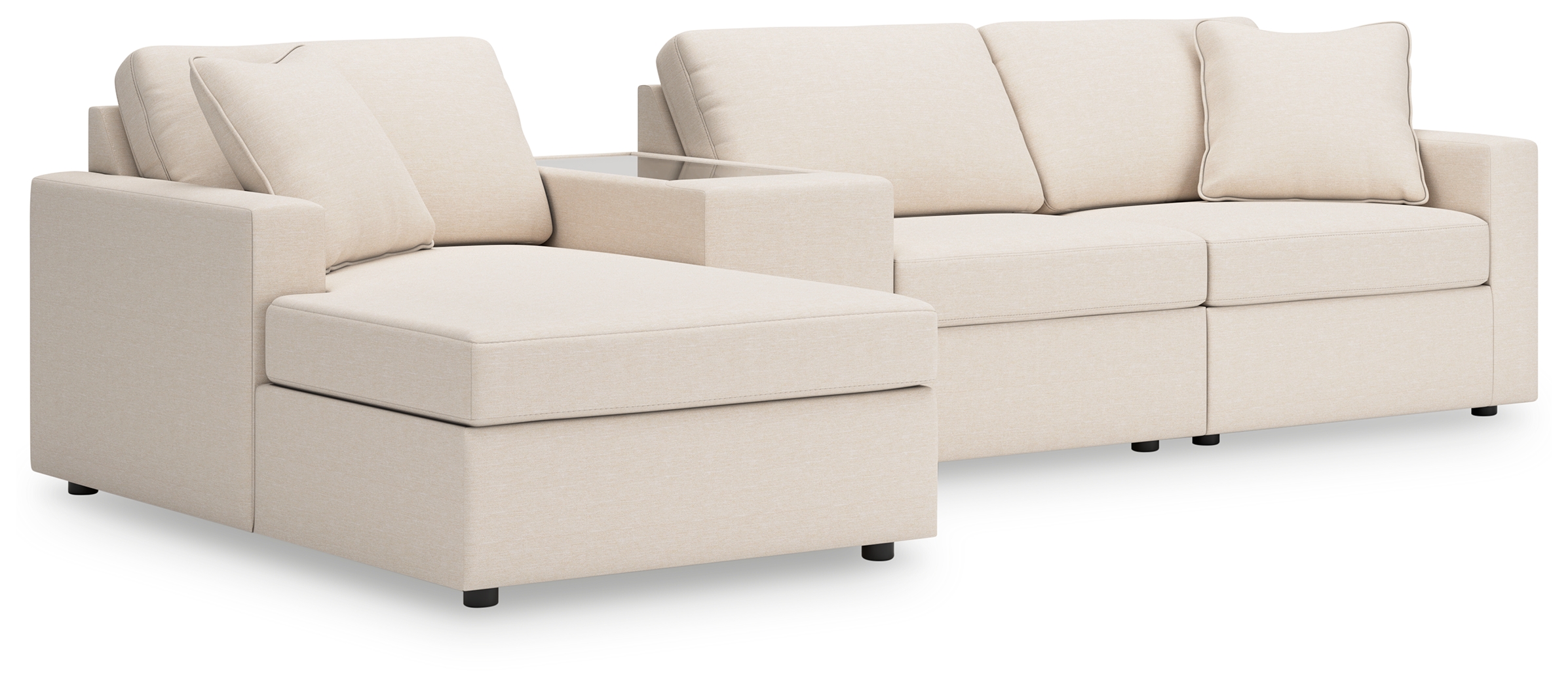 Modmax - 4-Piece Sectional With Laf Corner Chaise And Storage Console - Oyster
