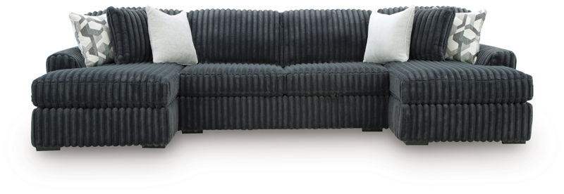 Midnight-Madness - 3-Piece Double Chaise Sectional - Gunmetal