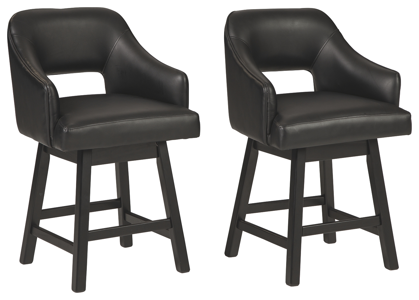 Tallenger - UPH Swivel Barstool (Set of 2) - Black / Dark Brown