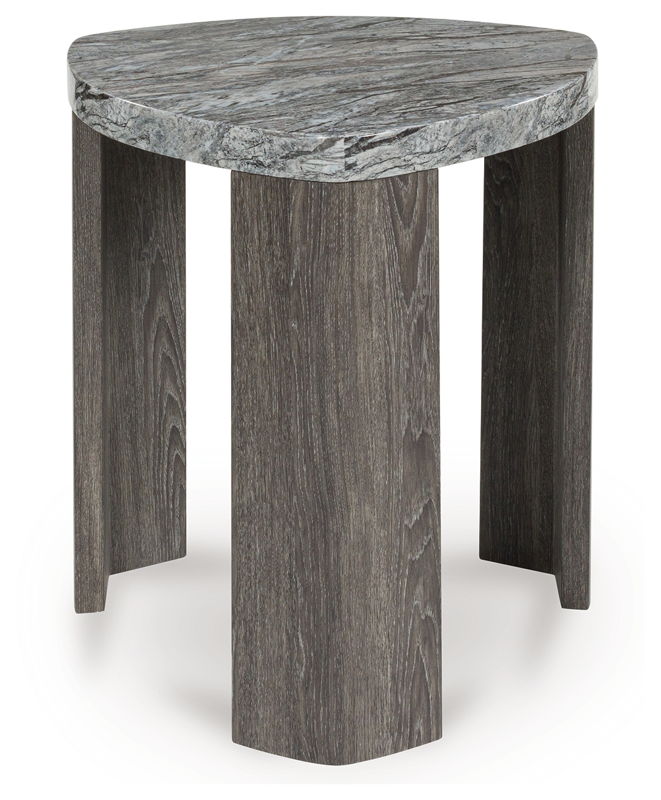 Surmour - Triangle End Table - Gray / Brown