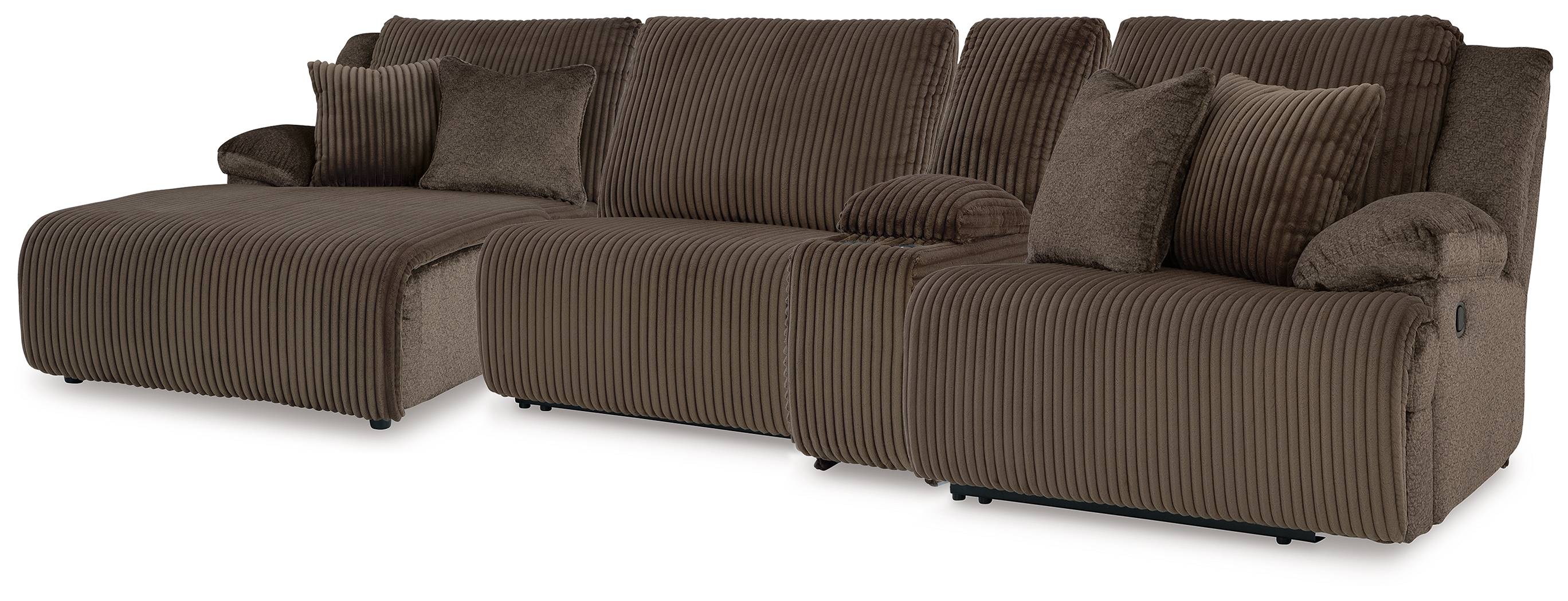 Top Tier - 4-Piece Reclining Sectional With Laf Press Back Chaise - Chocolate