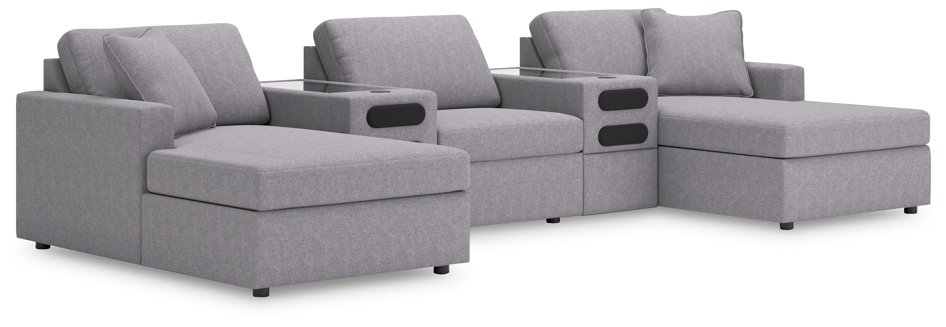 Modmax - 5-Piece Sectional With Chaise And Audio System Console - Granite
