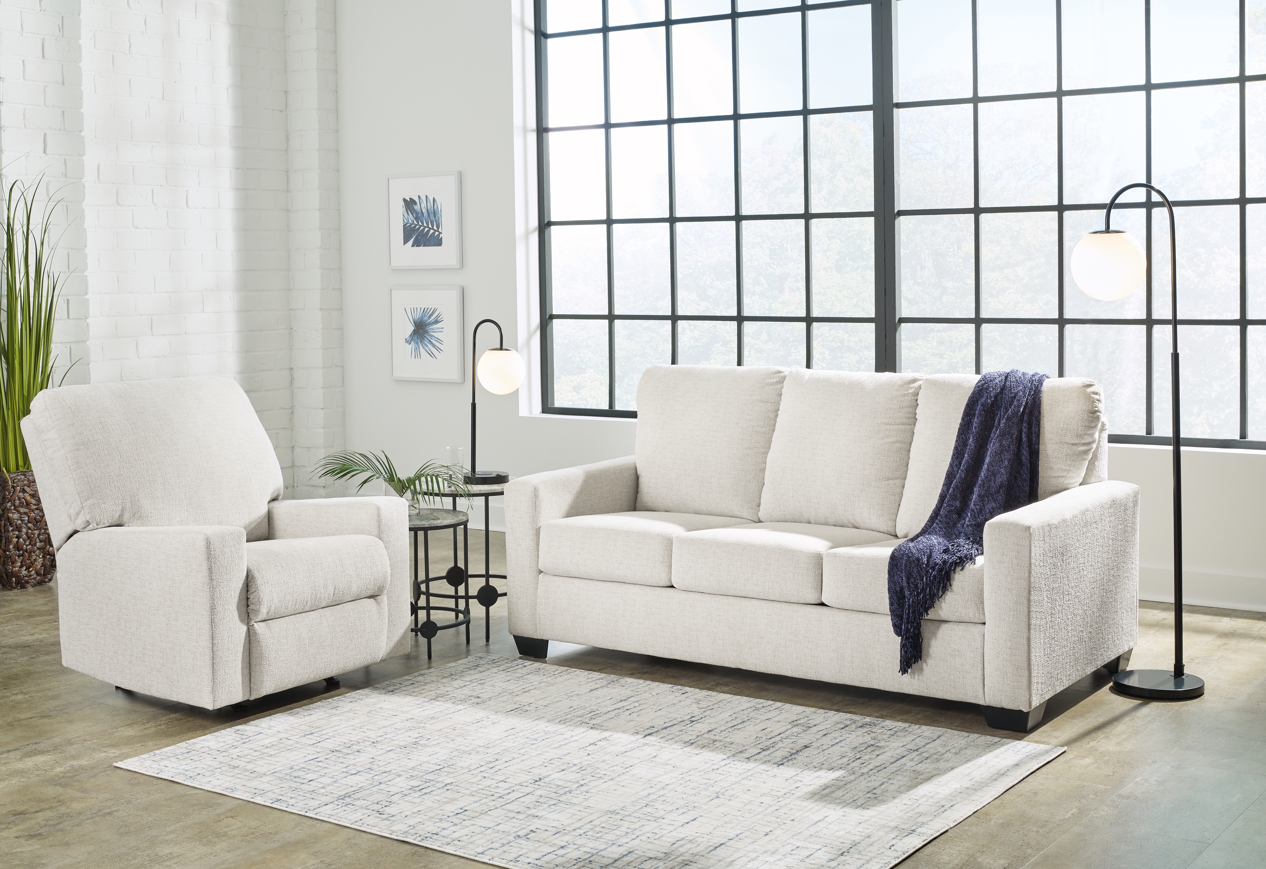 Rannis - 2 Pc. - Full Sofa Sleeper, Rocker Recliner - Snow