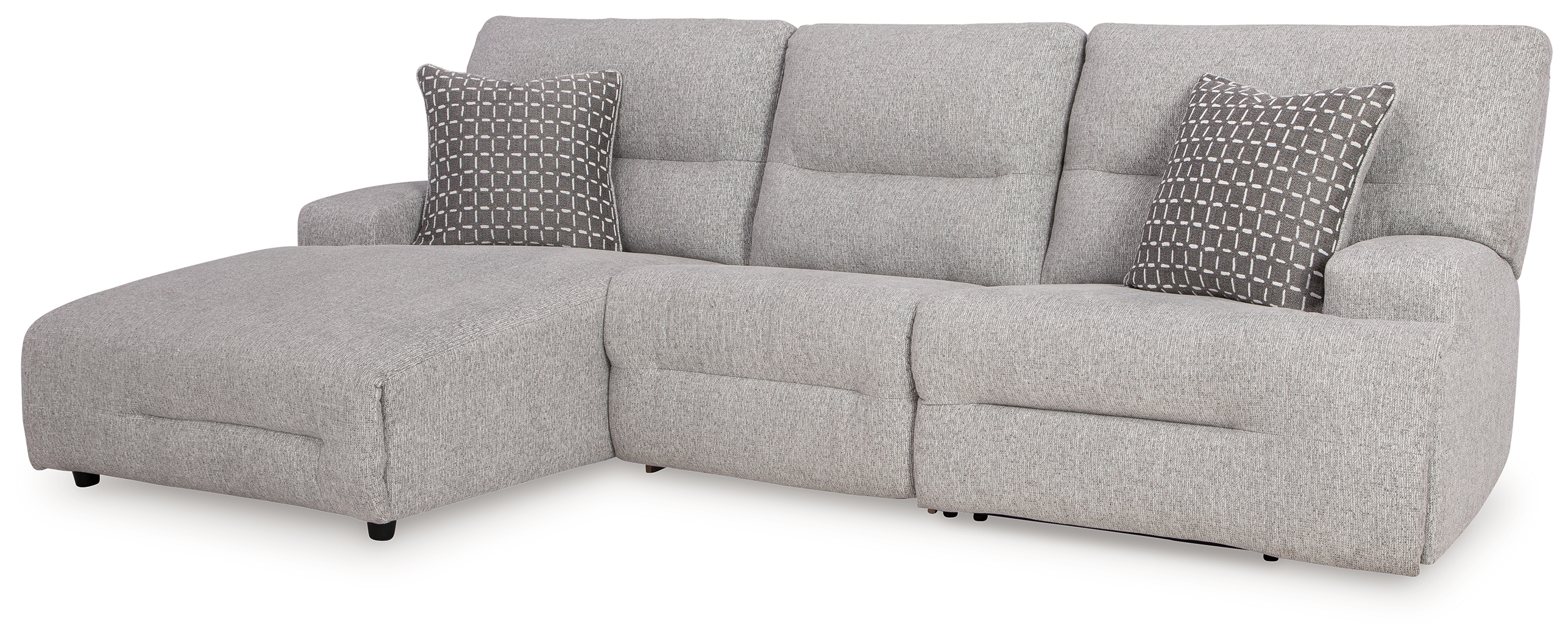 Acklen Place - 3-Piece Power Reclining Sectional With LAF Power Reclining Back Chaise - Pewter