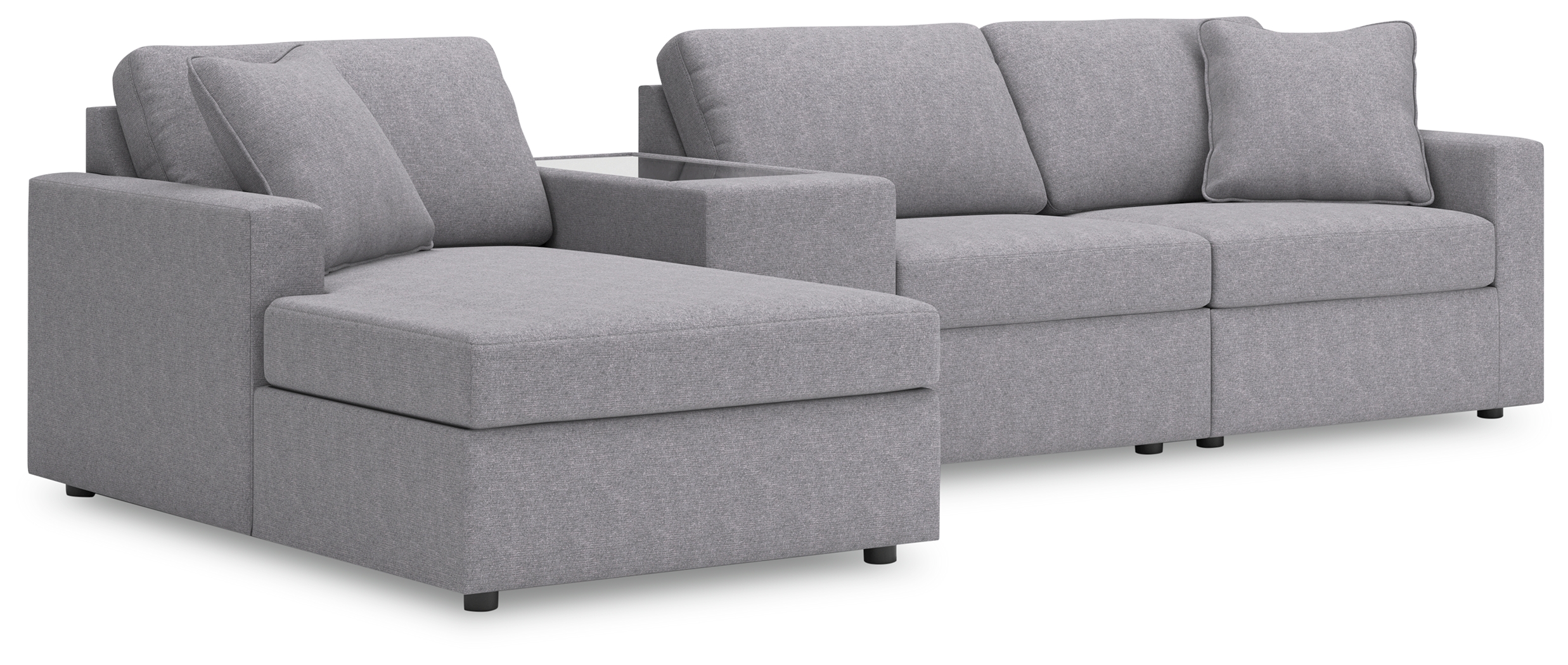 Modmax - 4-Piece Sectional With Laf Corner Chaise And Storage Console - Granite