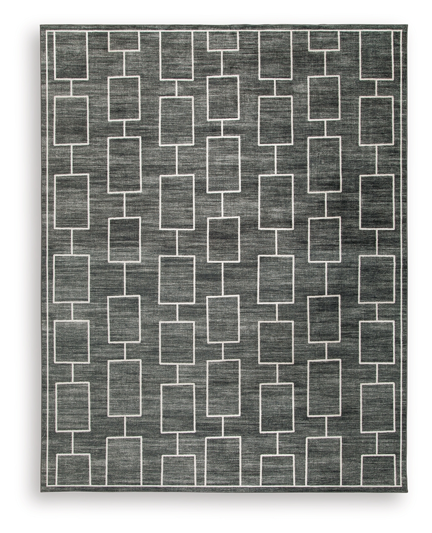 Elderland - 8' x 10' Washable Rug - Black / Gray