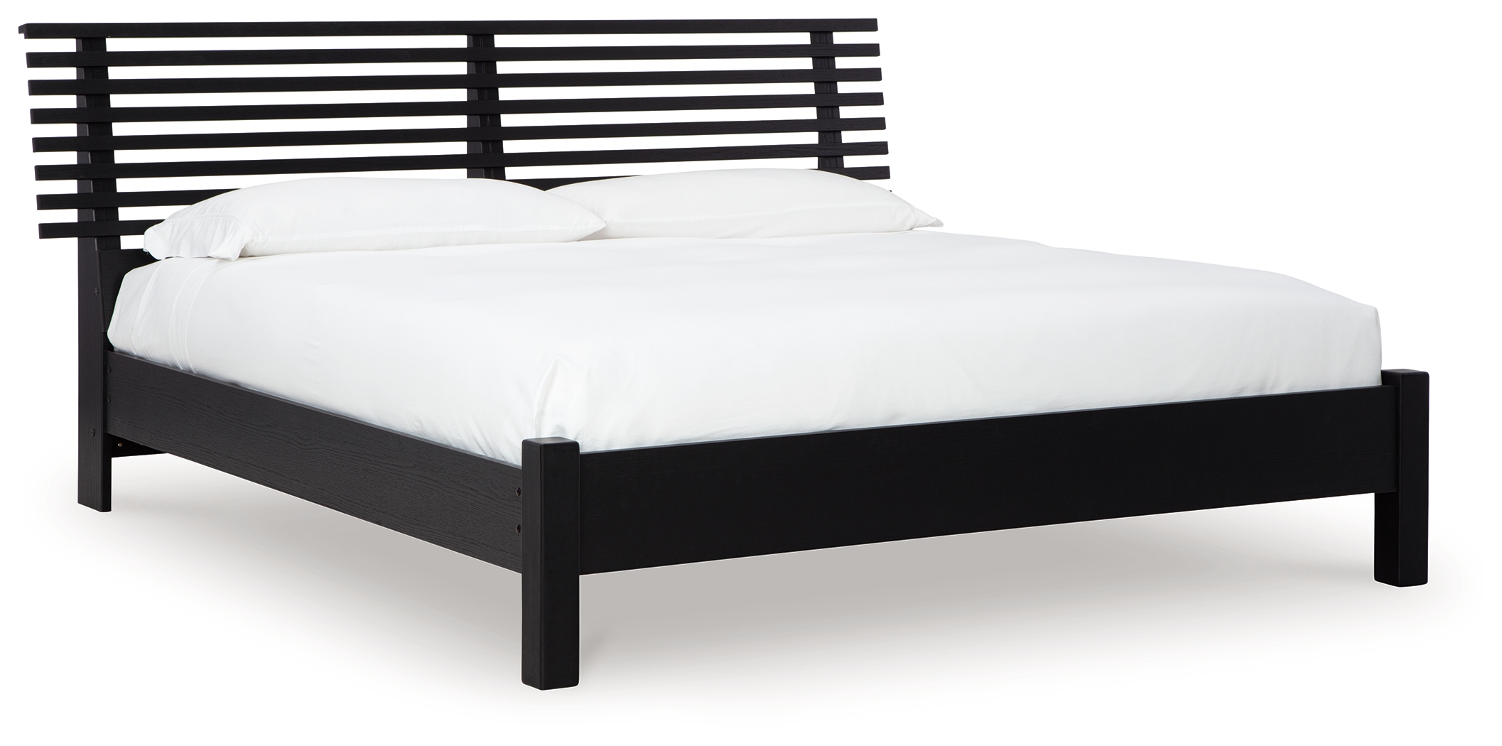 Danziar - King Slat Panel Bed With Low Footboard - Black