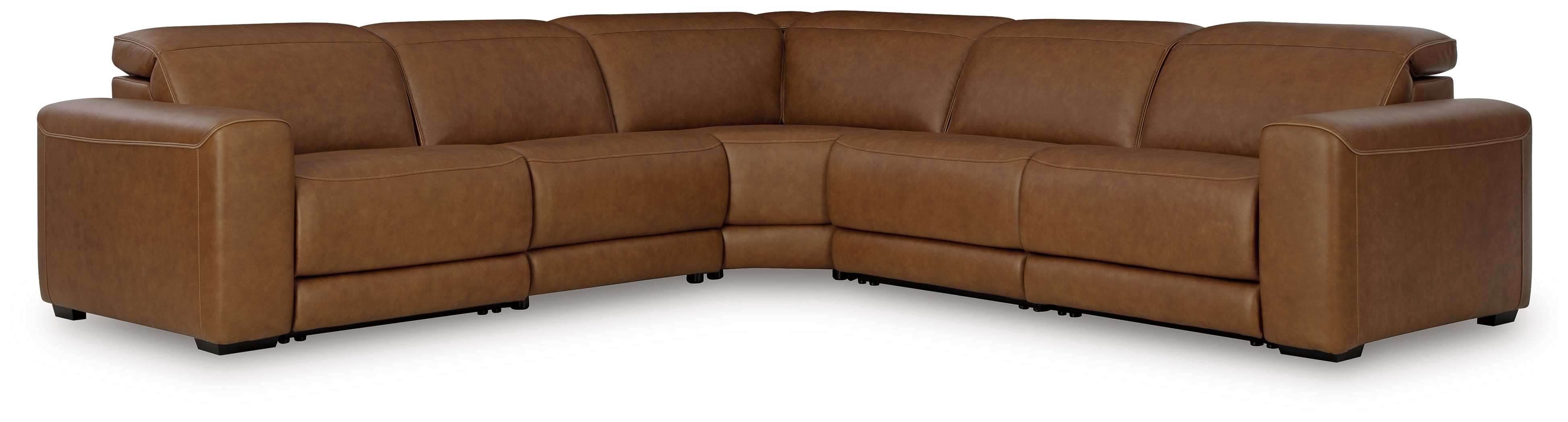 Magic Man - 5-Piece Power Reclining Sectional With Armless Chair With Manual Headrest - Caramel