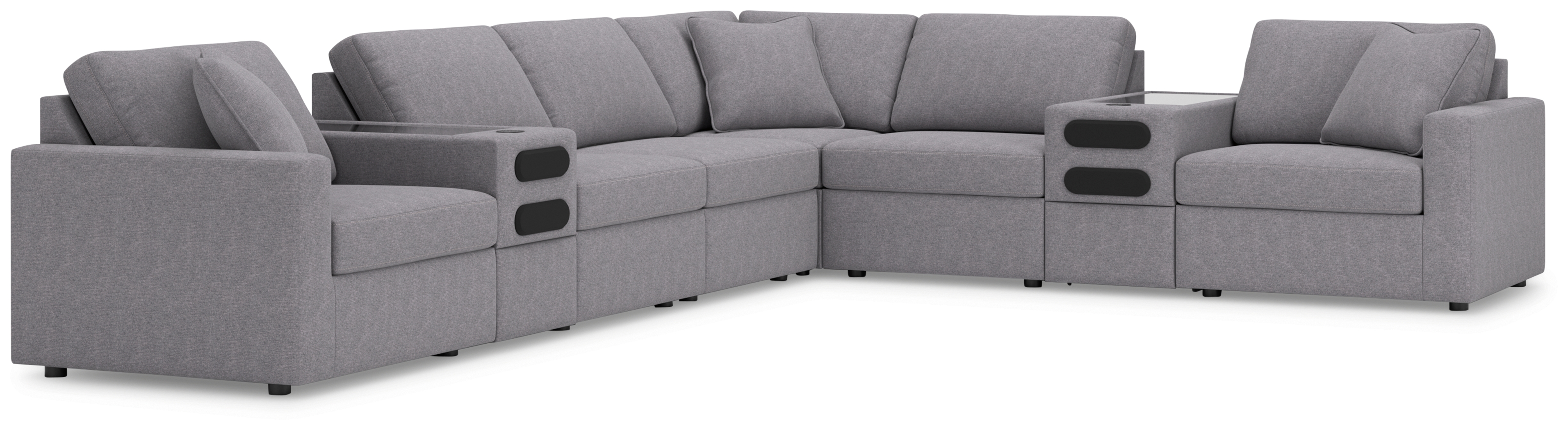 Modmax - 8-Piece Sectional With Audio System Console - Granite