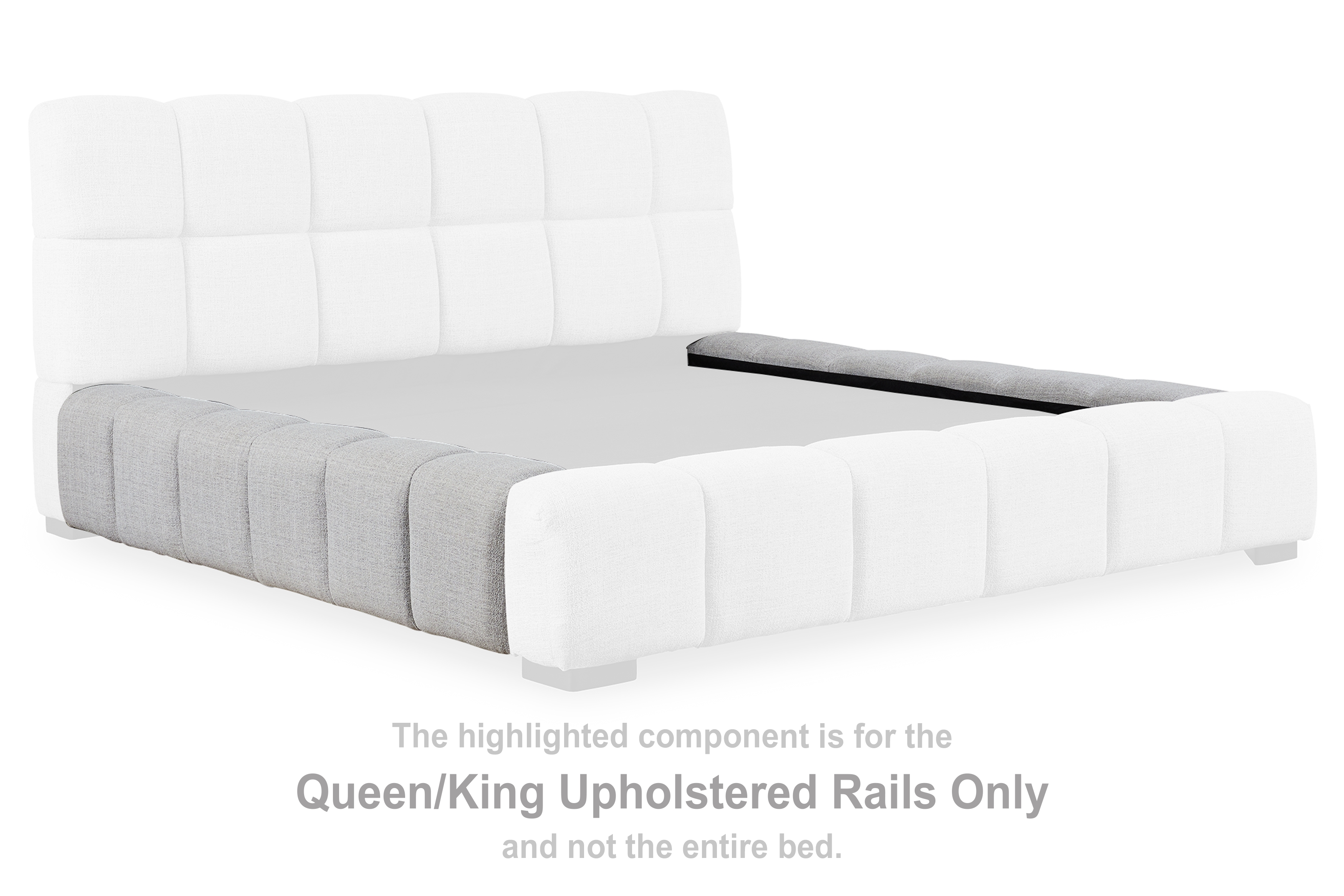 Grendusk - Queen/King Upholstered Rails - Light Gray