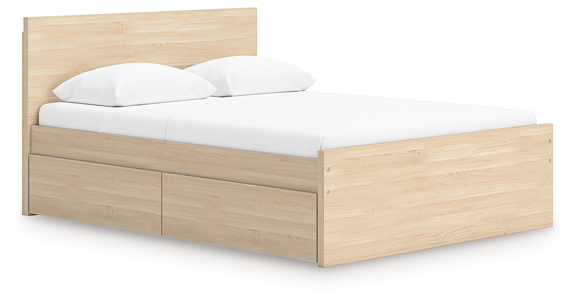 Onita - Full Panel Platform Bed With 2 Side Storage - Natural