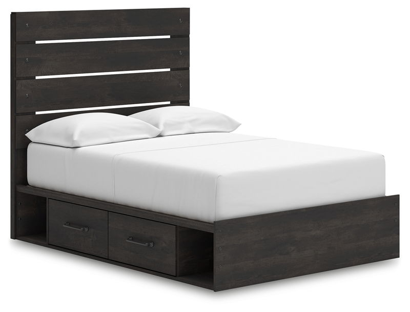 Hollivern - Full Panel Bed With Storage - Dark Gray