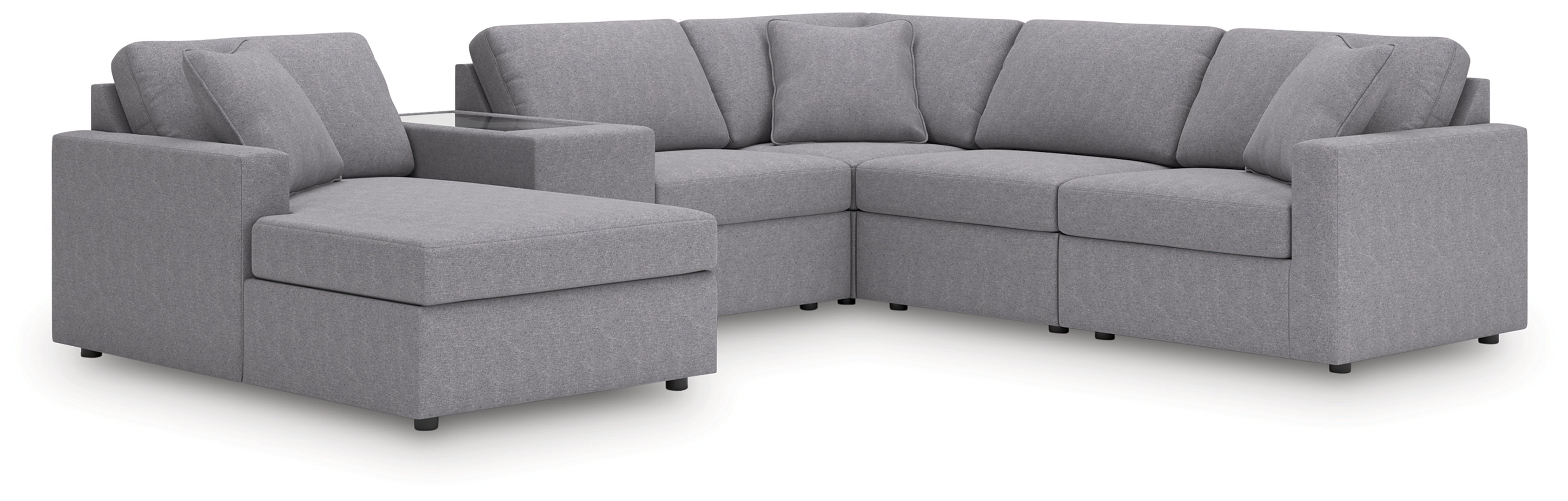 Modmax - 6-Piece Sectional With Laf Corner Chaise, RAF Corner Chair And Storage Console - Granite