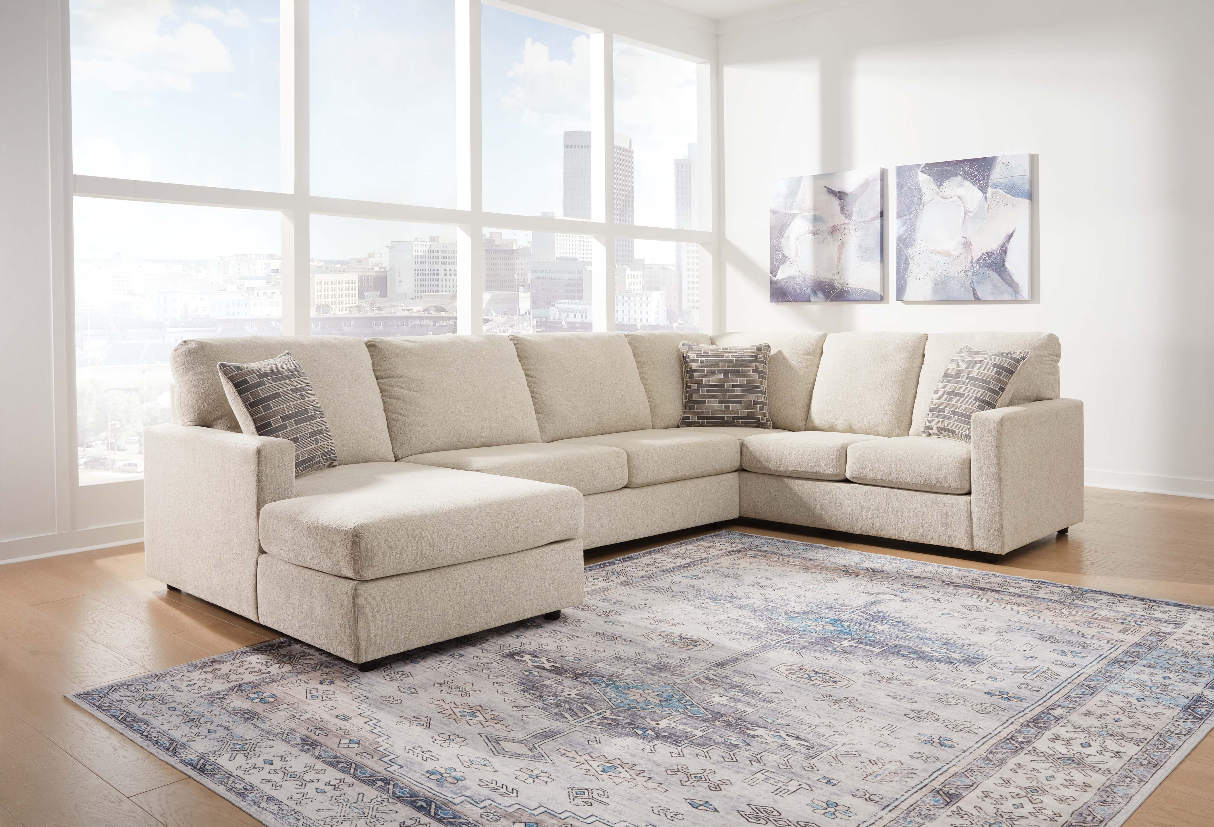 Edenfield - Left Arm Facing Corner Chaise 3 Pc Sectional - Linen