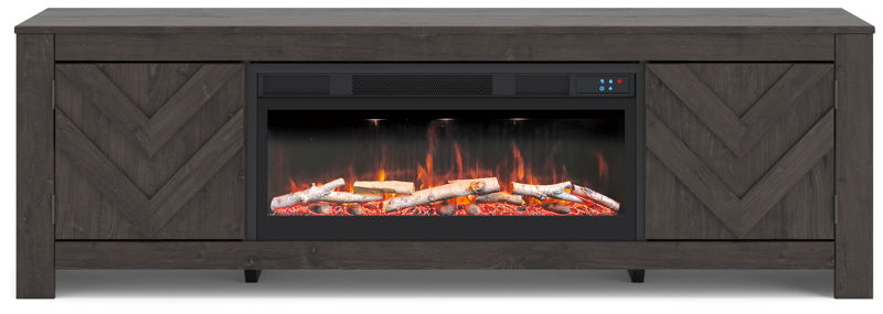 Cayboni - 71" TV Stand With Electric Fireplace - Black
