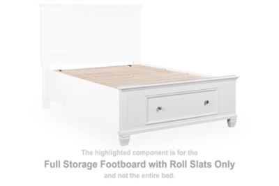 Fortman - Full Storage Footboard With Roll Slats - White