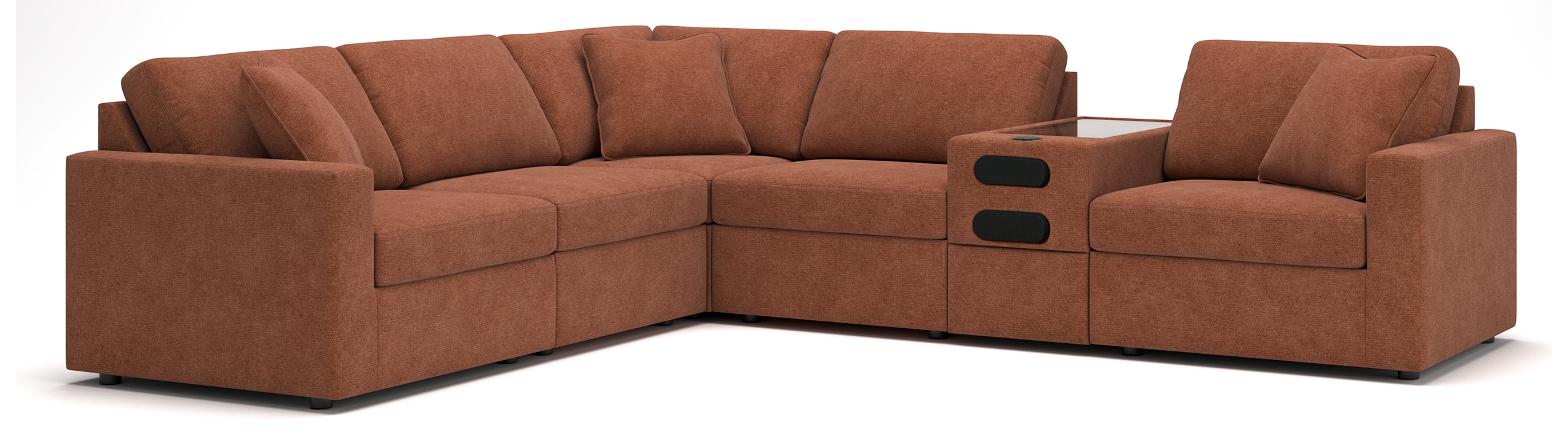 Modmax - 6-Piece Sectional With Audio System Console - Spice