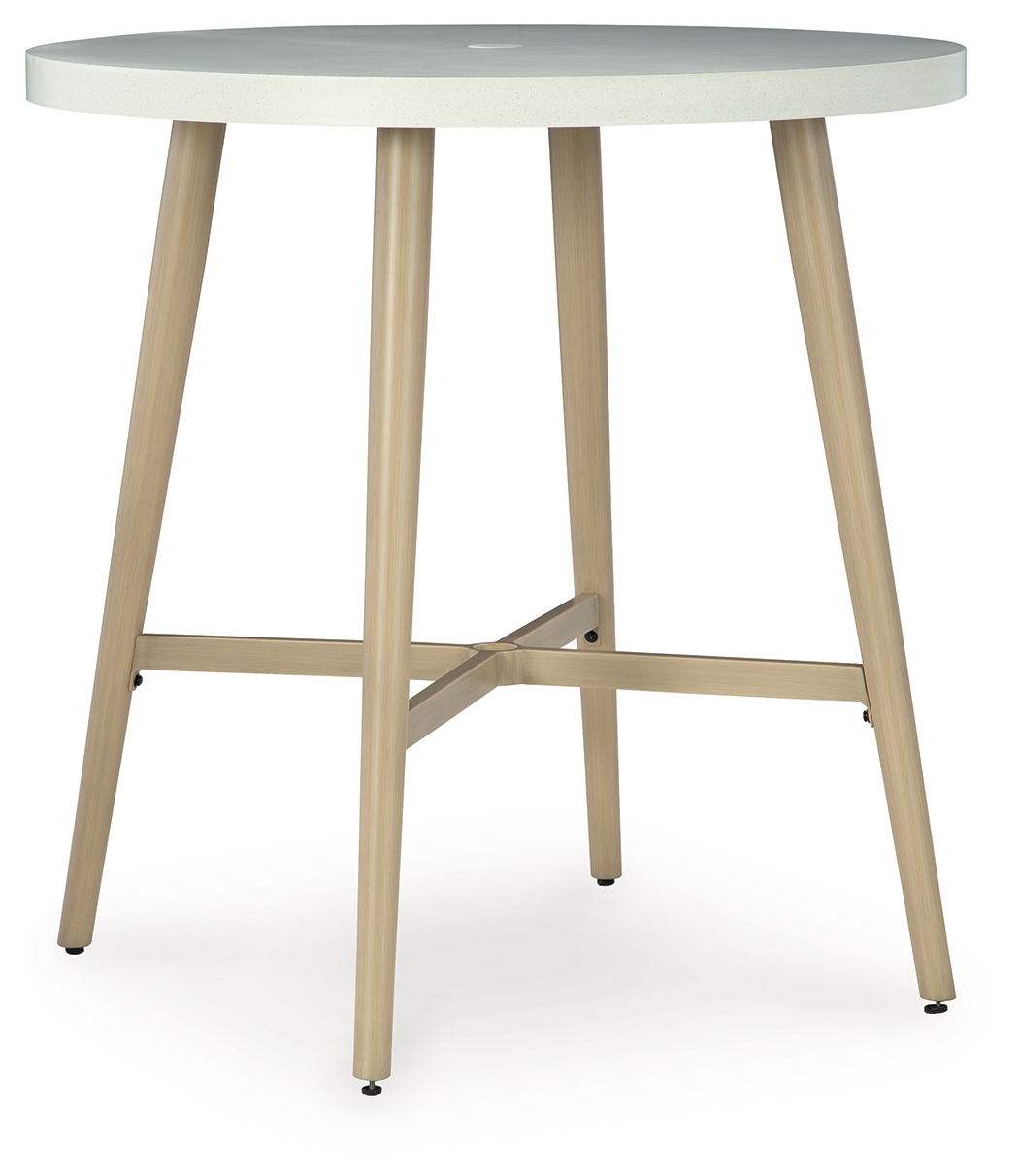 Seton Creek - Round Bar Table With Umbrella Option - Beige
