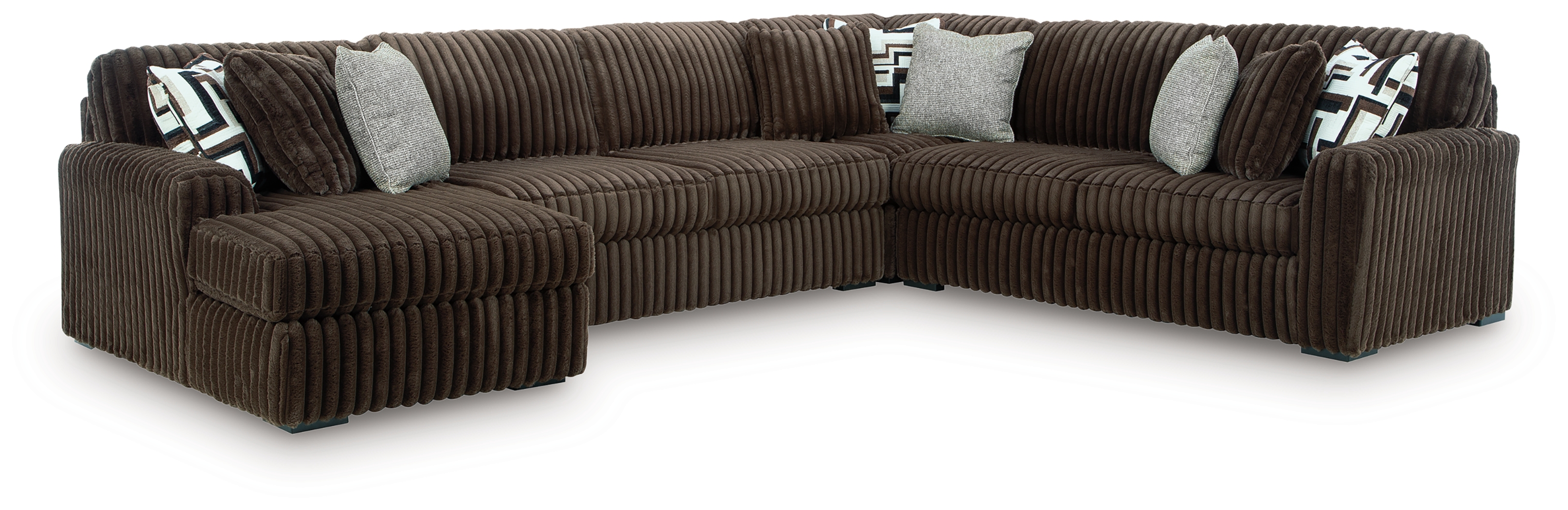 Midnight-Madness - 4-Piece Sectional With LAF Corner Chaise - Chocolate