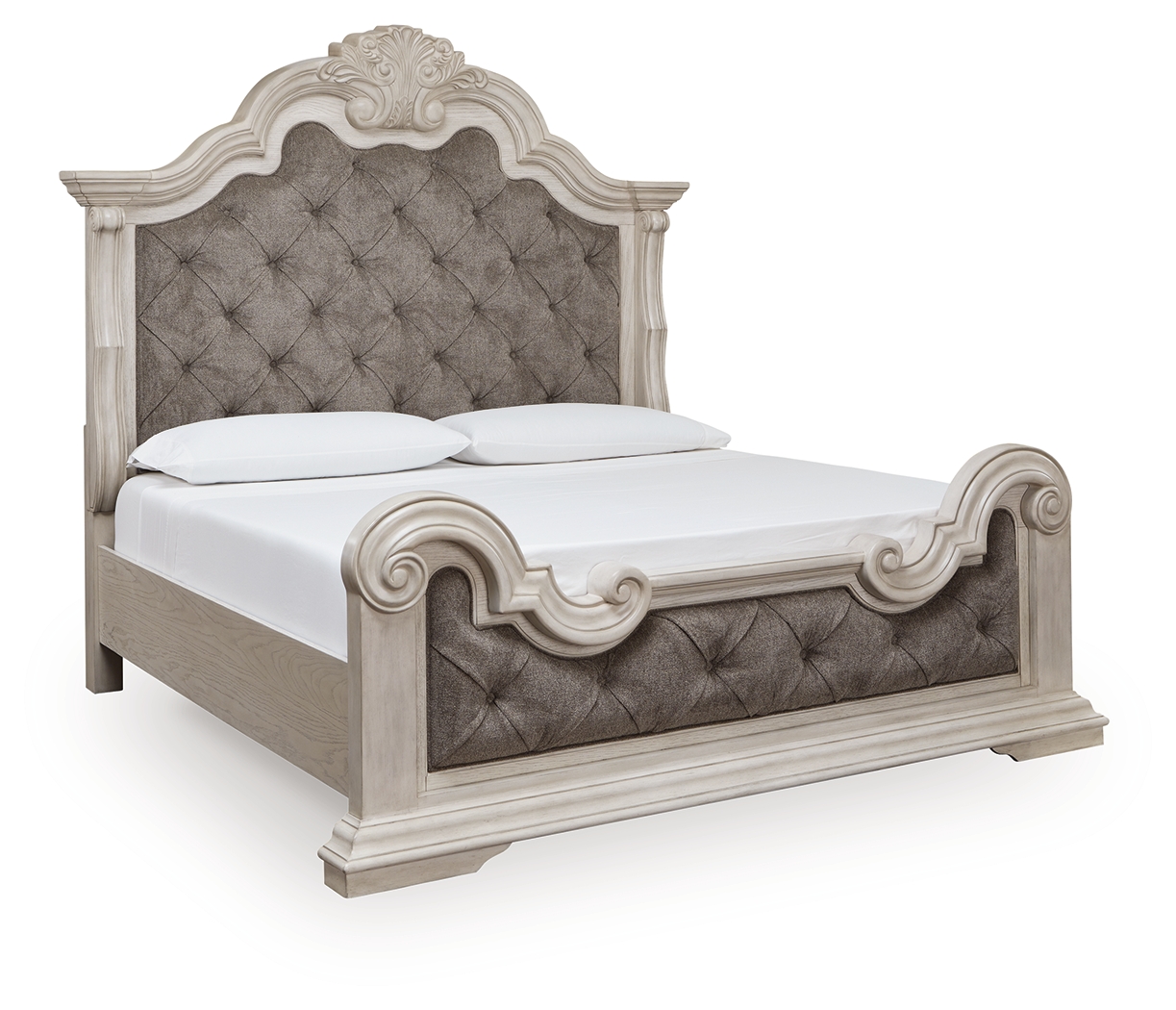 Bruchandi - California King Upholstered Panel Bed - Antique White