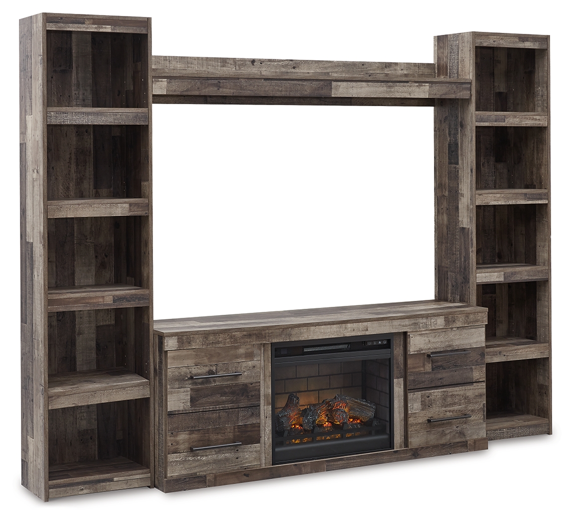Derekson - 4-Piece Entertainment Center With Electric Fireplace - Multi Gray