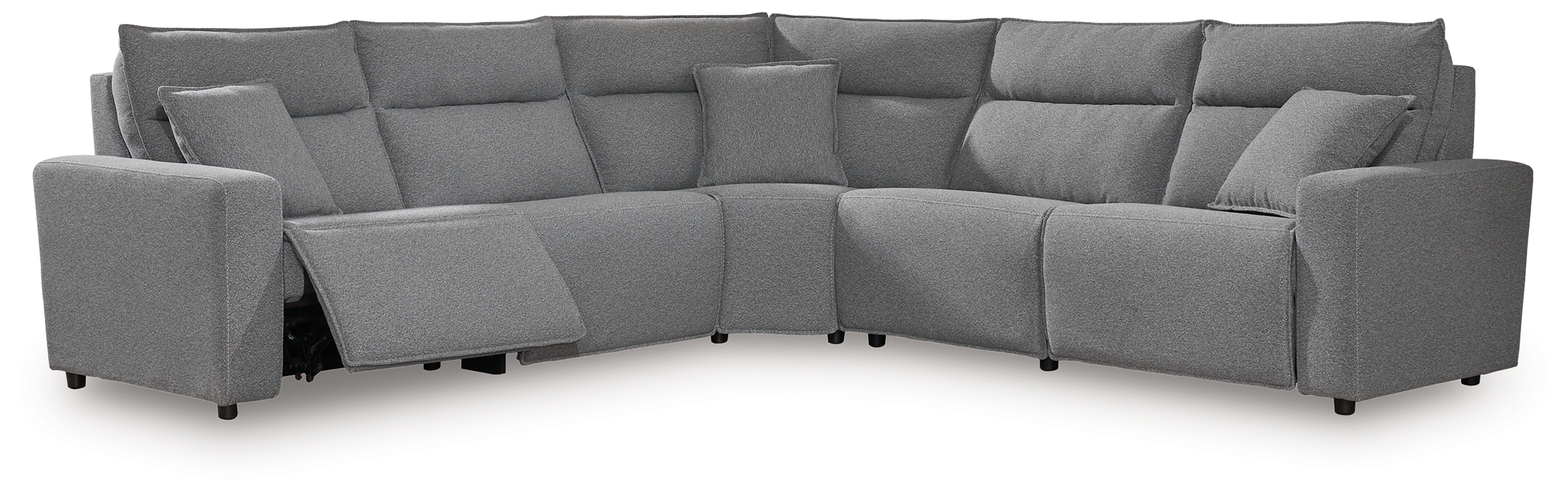 ModMax II - 5-Piece Power Reclining Sectional With RAF Zero Wall Power Recliner - Salt And Pepper