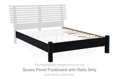 Danziar - Queen Panel Footboard W/Rails - Black