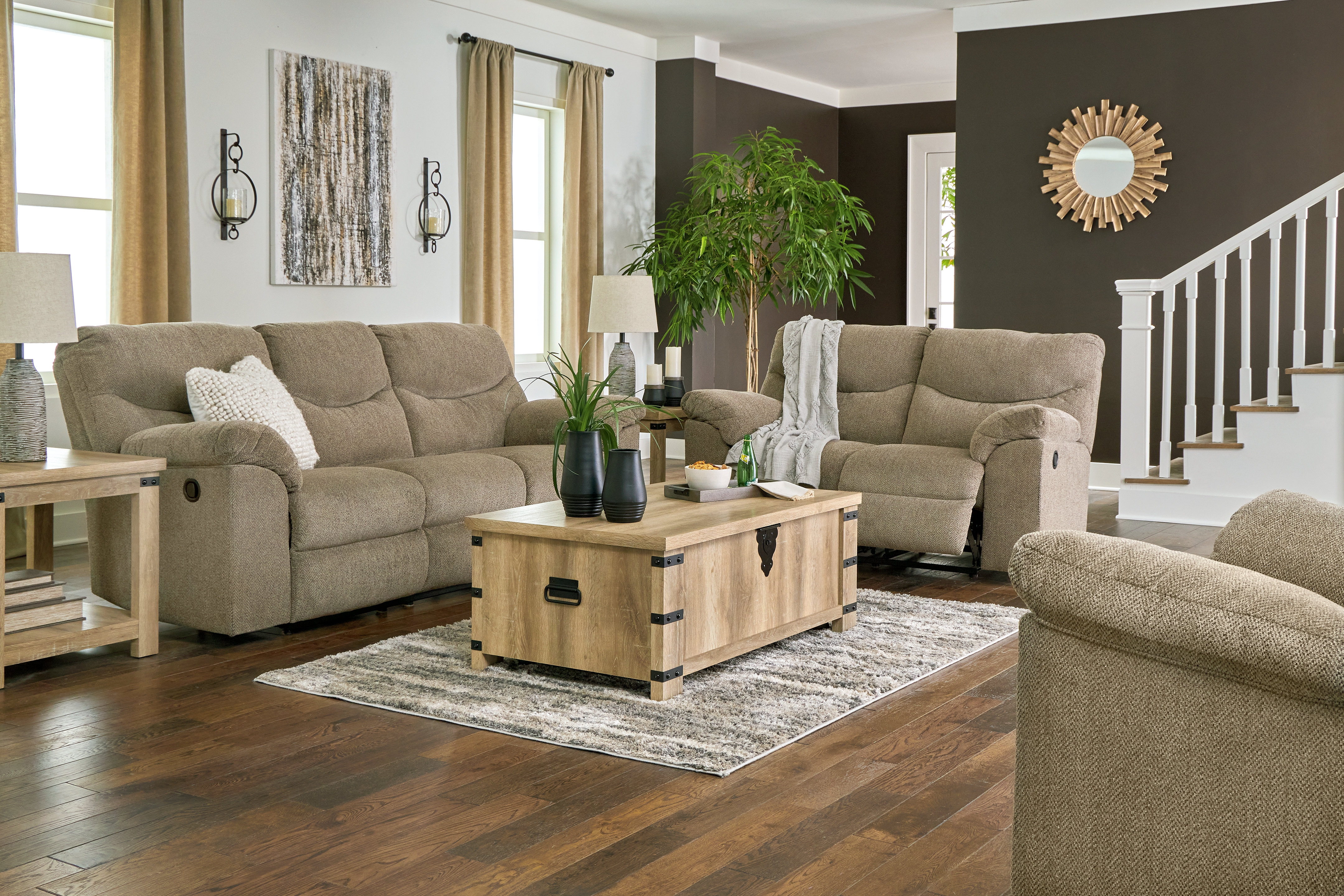 Alphons - 3 Pc. - Reclining Sofa, Loveseat, Rocker Recliner - Briar