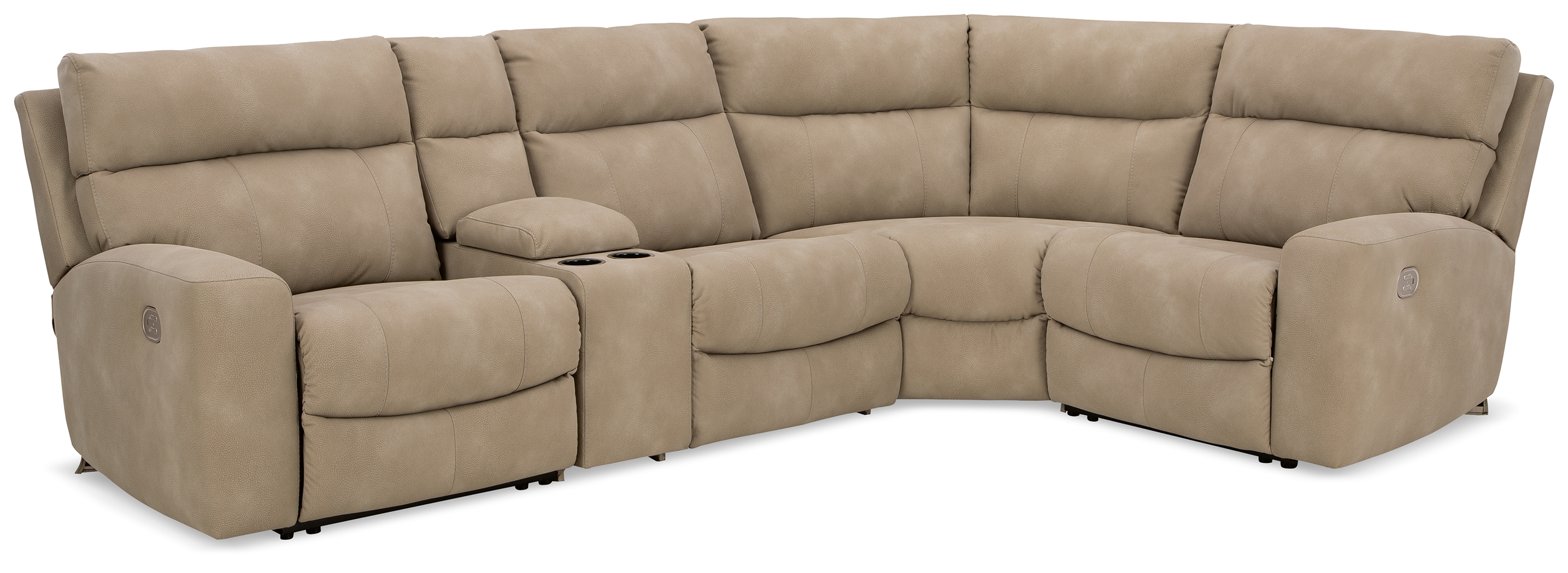 Next-Gen Durapella - 5-Piece Power Reclining Sectional With Storage Console - Sand