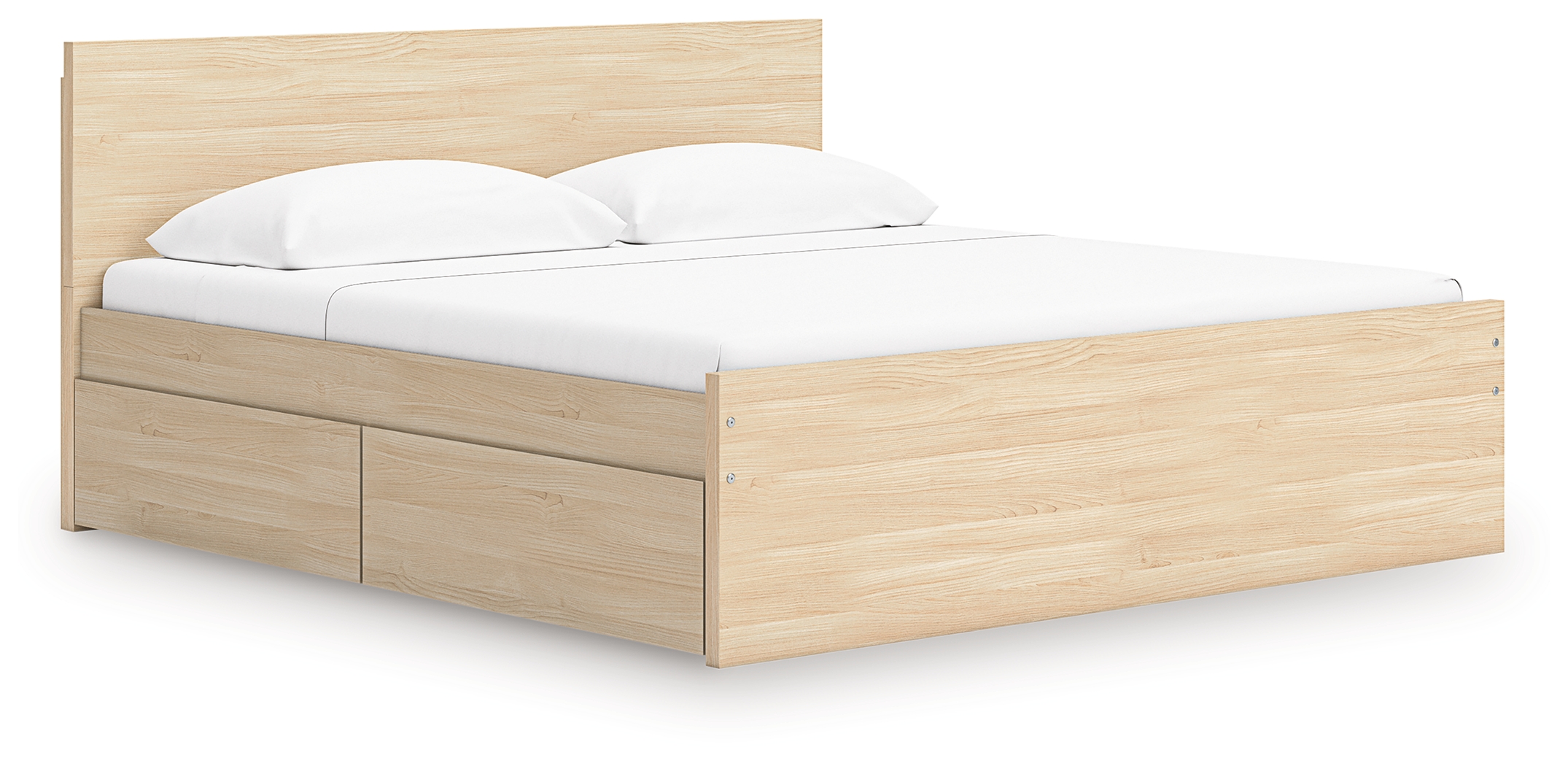 Onita - Queen Panel Platform Bed With 2 Side Storage - Natural