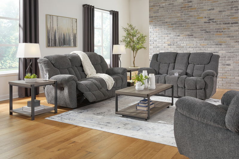 Foreside - 3 Pc. - Reclining Sofa, Reclining Loveseat With Console, Rocker Recliner - Charcoal