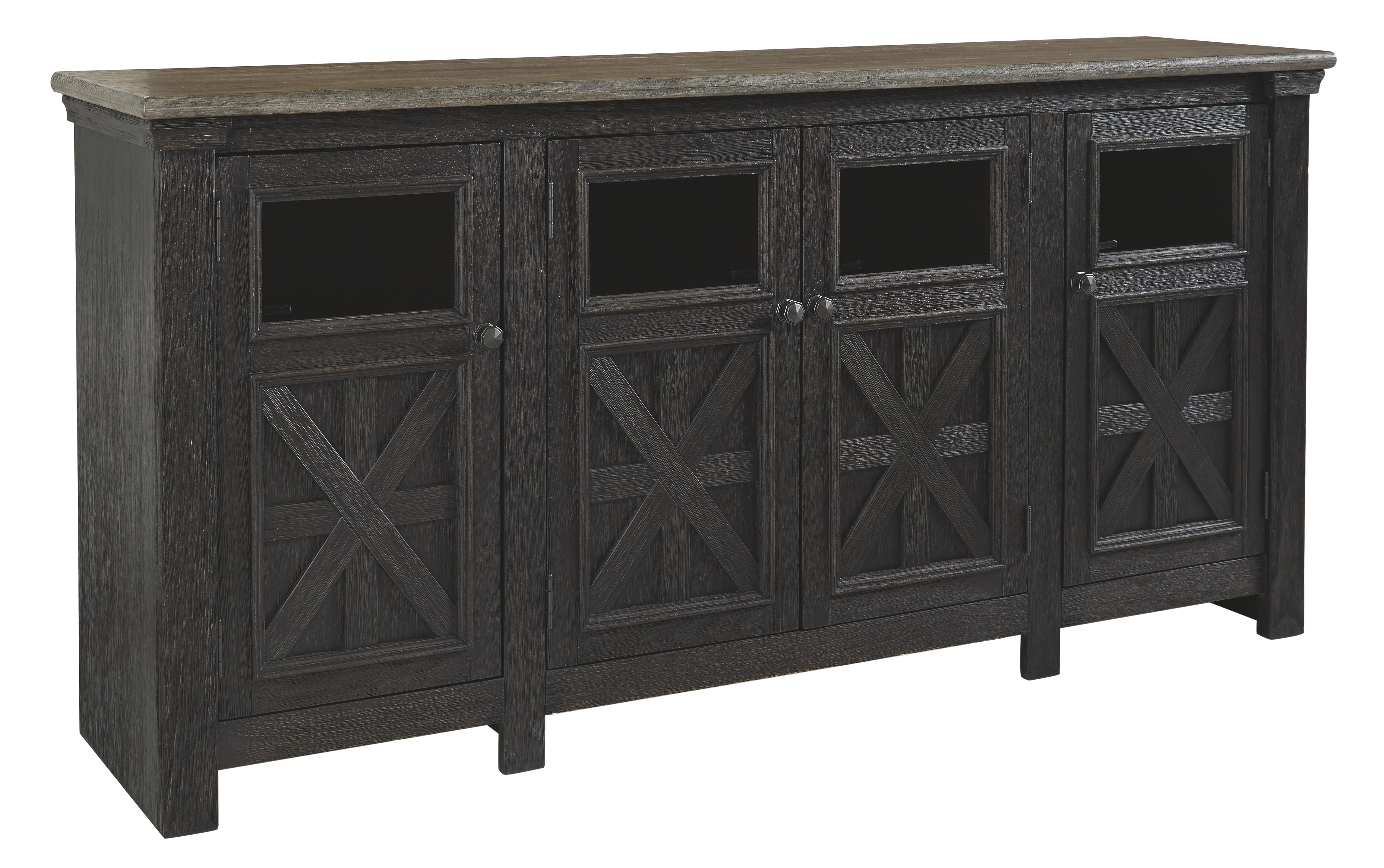 Tyler Creek - Extra Large TV Stand - Black / Gray