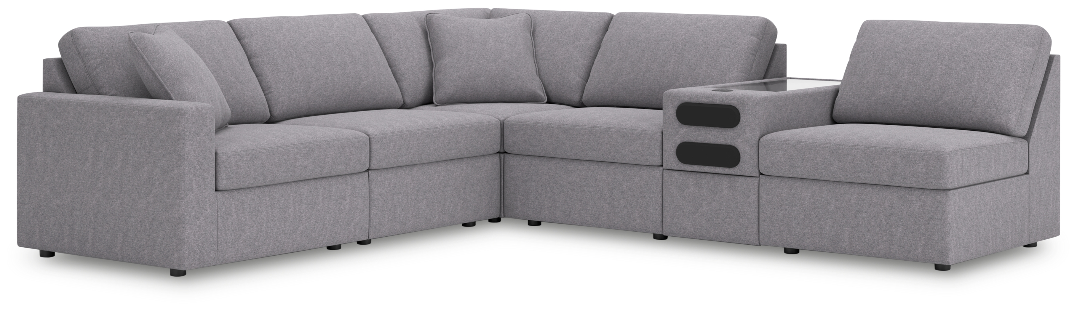 Modmax - 6-Piece Sectional With Audio System Console And 3 Armless Chairs - Granite