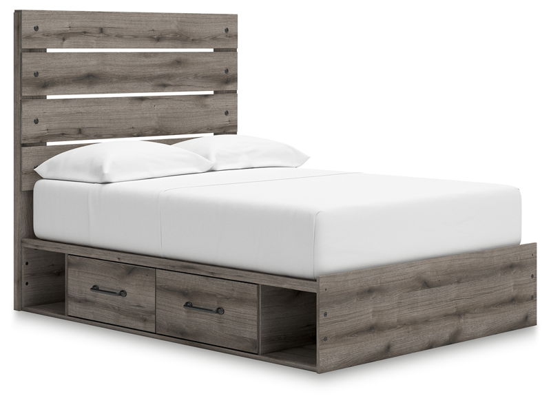Graystorm - Full Panel Bed With Storage - Brown Gray