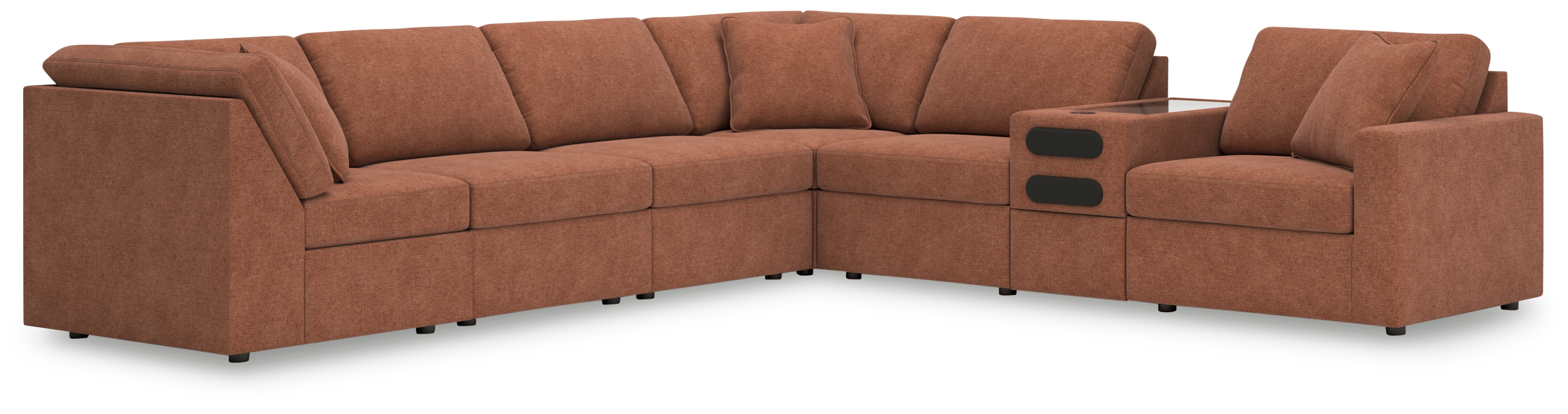 Modmax - 7-Piece Sectional With Audio System Console - Spice