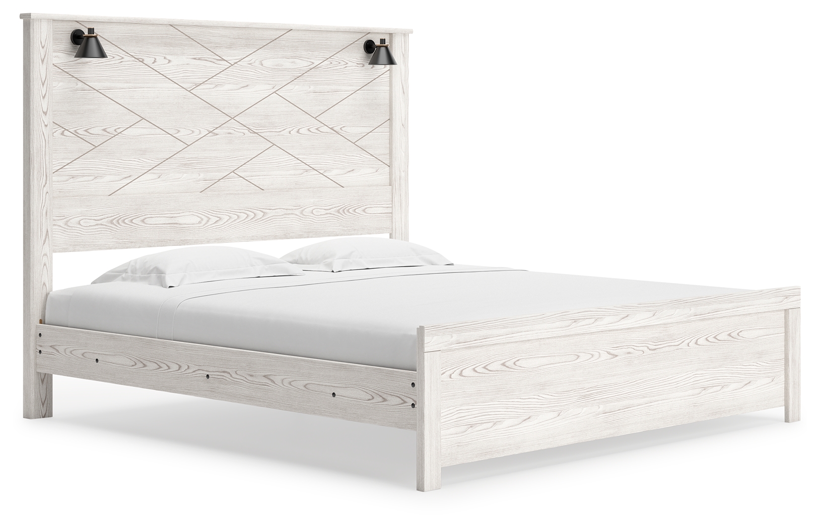 Gerridan - King Panel Bed with Sconces - White