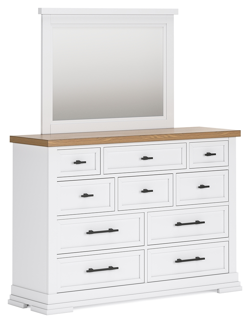 Ashbryn - Dresser And Mirror - White / Natural
