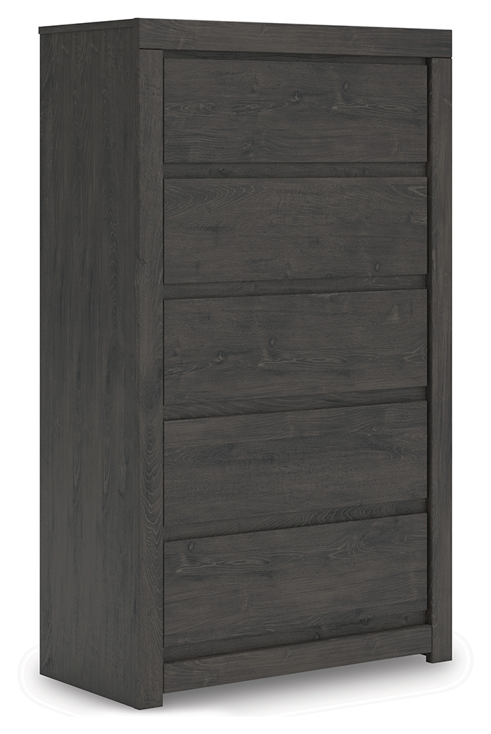 Fraluna - Five Drawer Chest - Charcoal