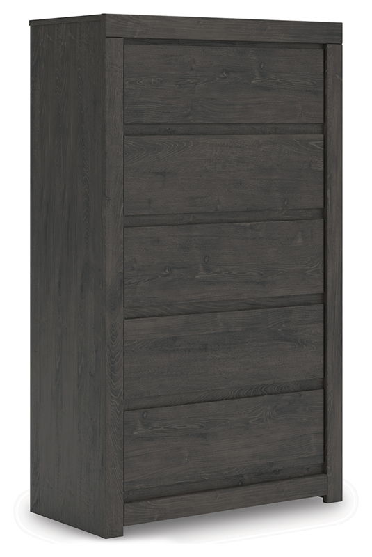 Fraluna - Five Drawer Chest - Charcoal