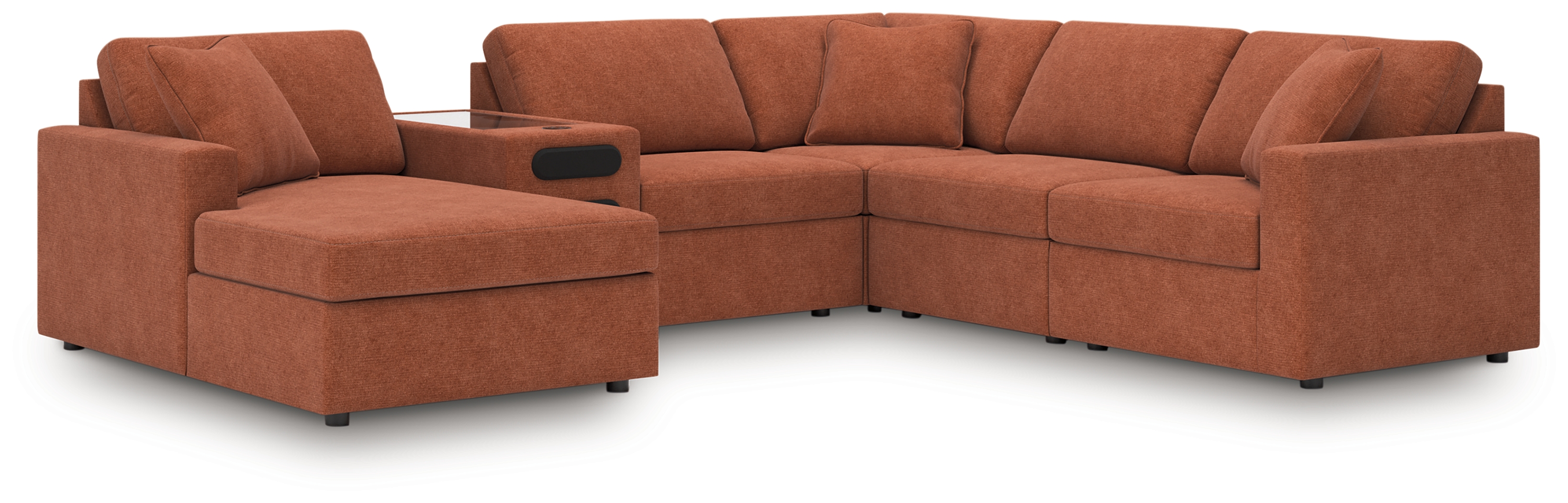 Modmax - 6-Piece Sectional With Audio System And Laf Corner Chaise - Spice