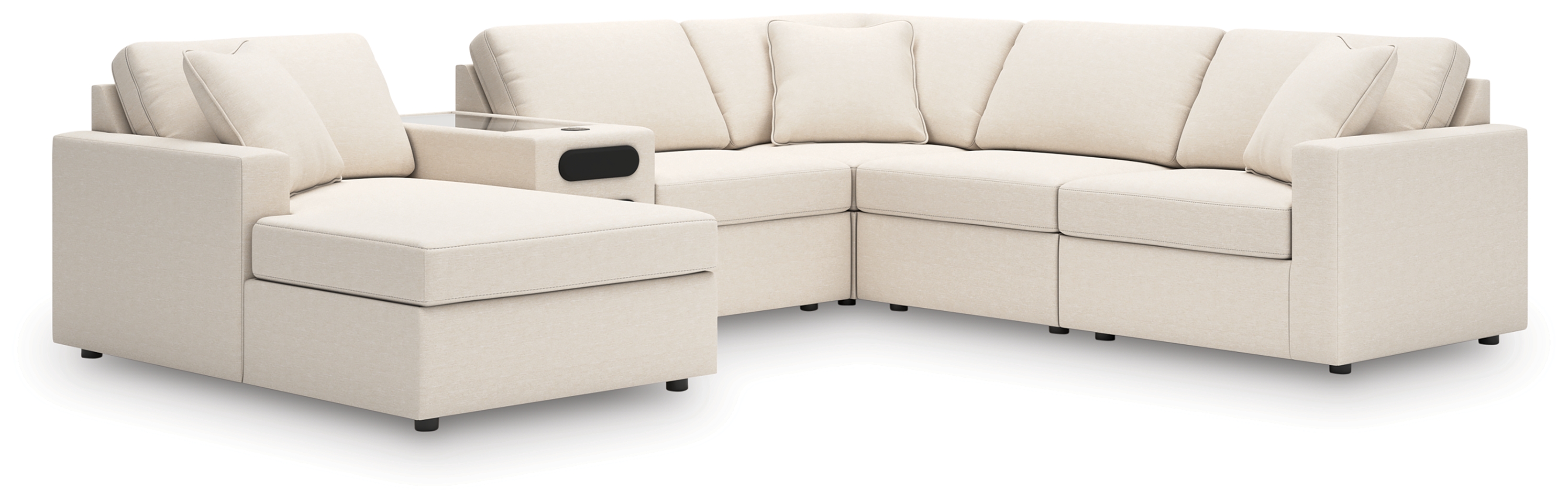Modmax - 6-Piece Sectional With Audio System, Laf Corner Chaise And Raf Corner Chair - Oyster