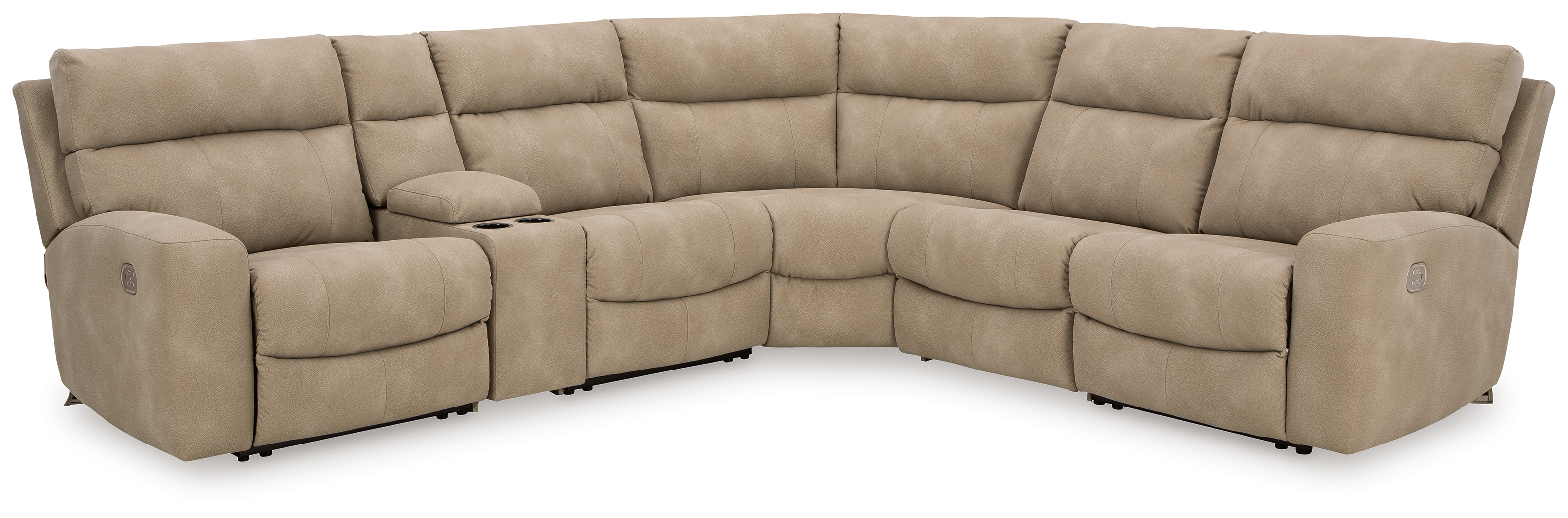 Next-Gen Durapella - 6-Piece Power Reclining Sectional With Storage Console - Sand