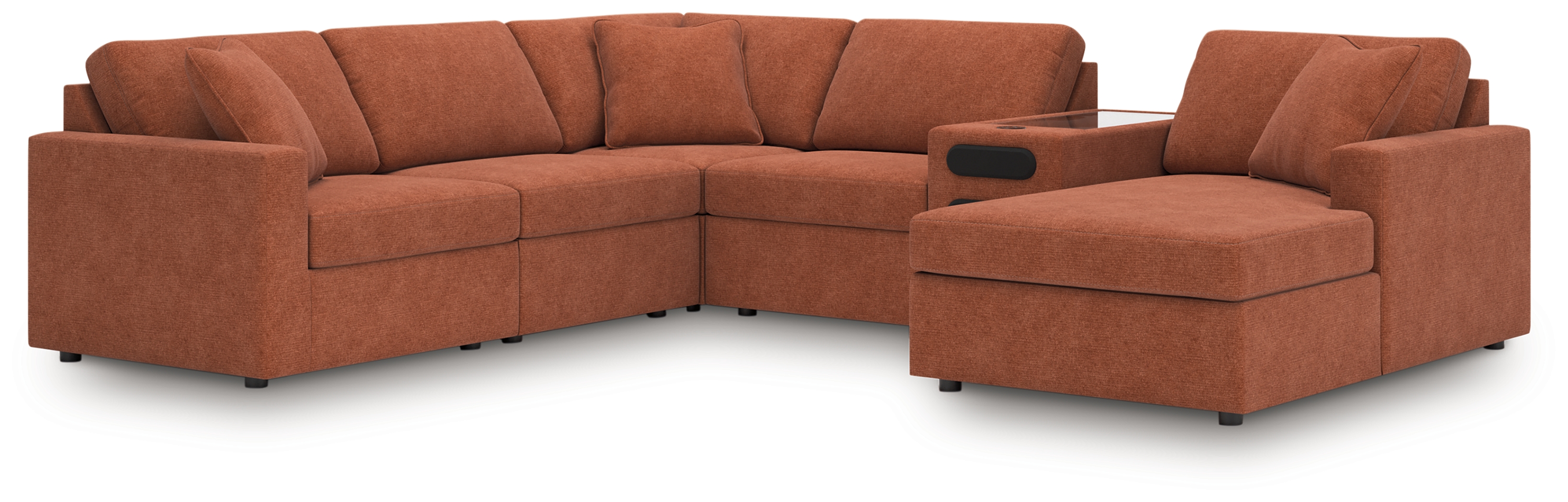 Modmax - 6-Piece Sectional With Audio System And Raf Corner Chaise - Spice