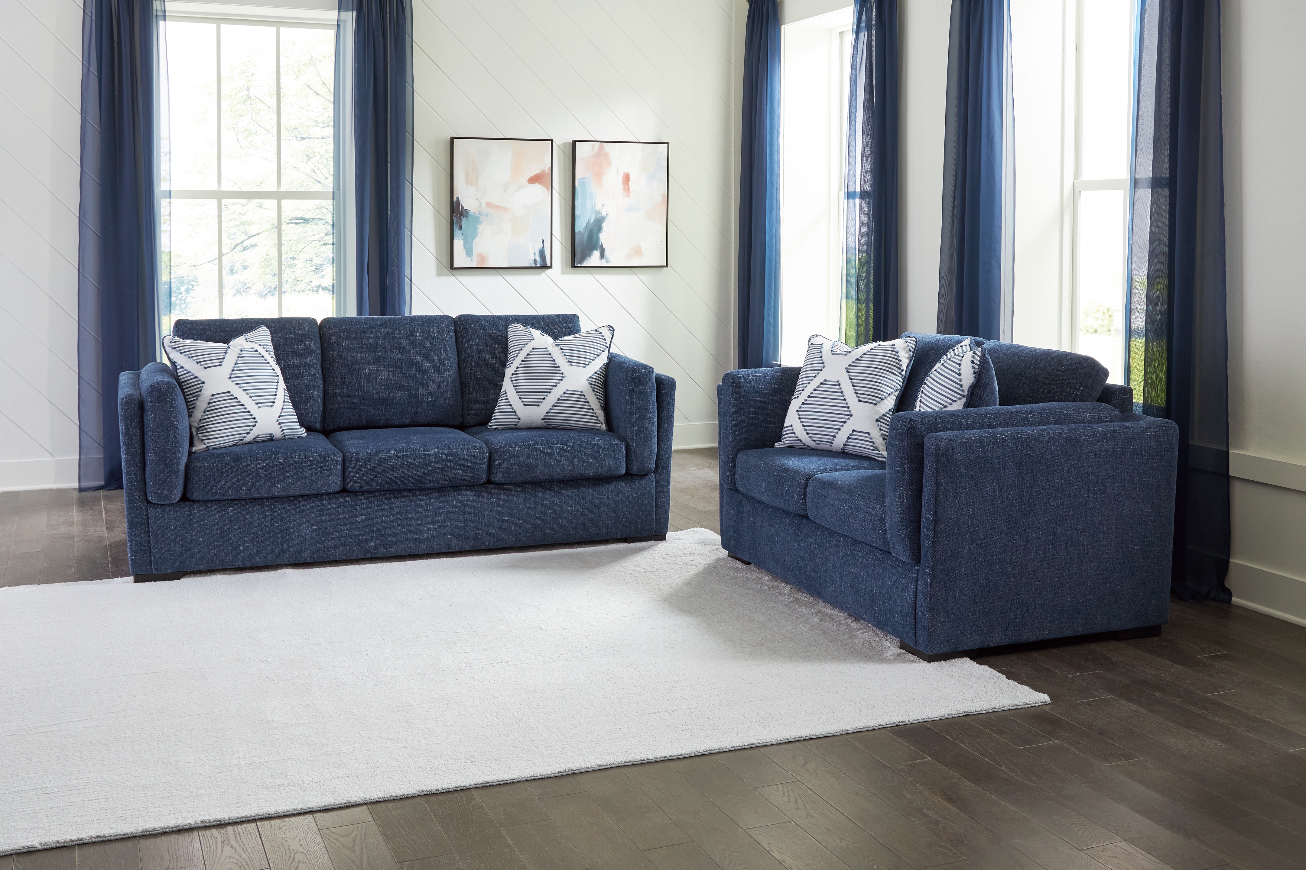 Evansley - 2 Pc. - Sofa, Loveseat - Navy