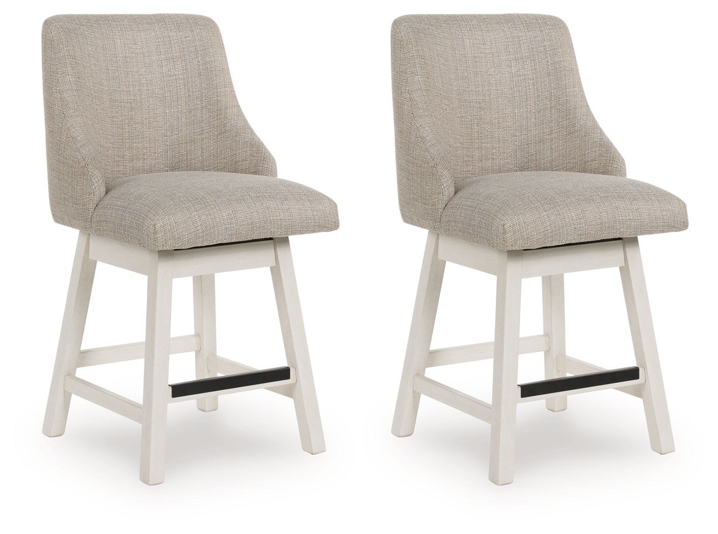 Robbinsdale - Upholstered Swivel Curved Back Barstool (Set of 2) - Antique White