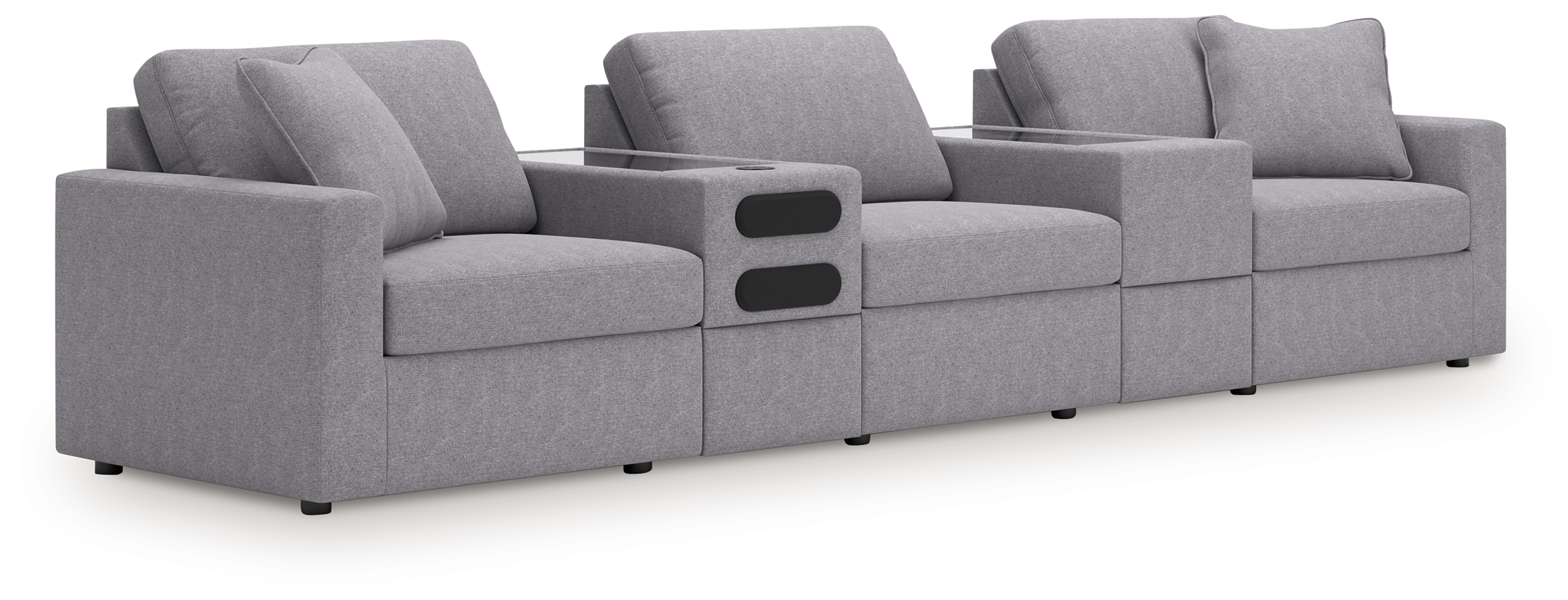 Modmax - 5-Piece Sectional With Audio System And With Storage Console - Granite