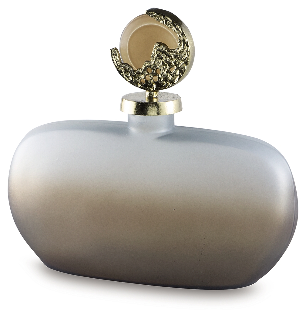 Acario - 11" Jar - Taupe / Gold Finish