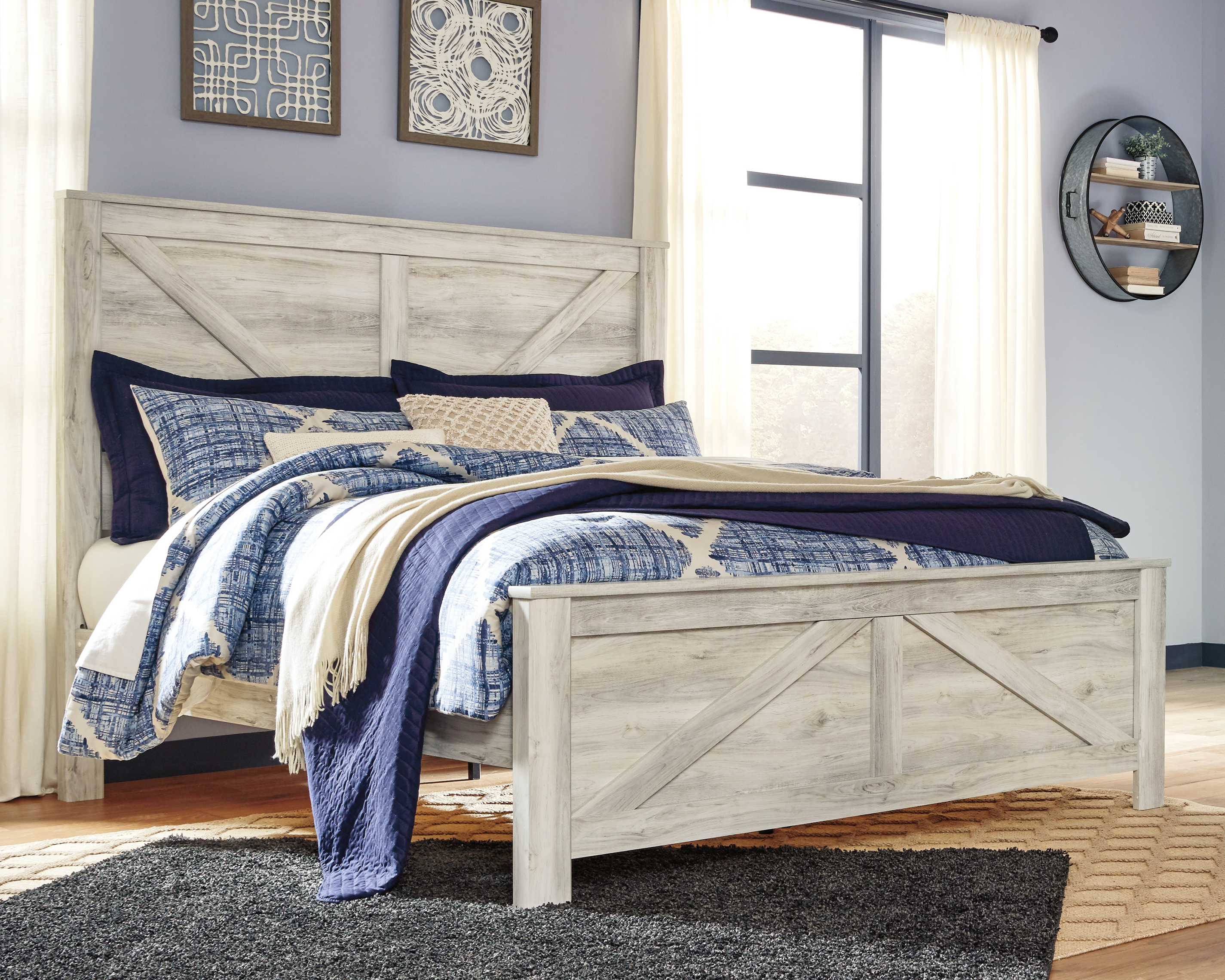 Bellaby - King Crossbuck Panel Bed - Whitewash