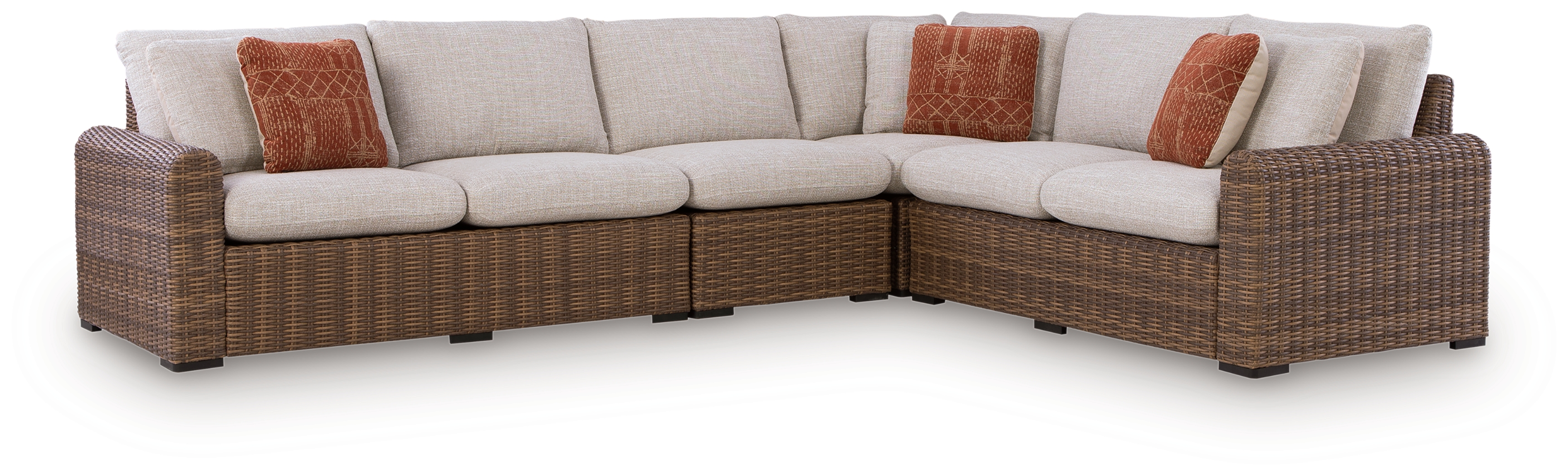 Dolan Creek - 4-Piece Outdoor Sectional - Beige / Brown